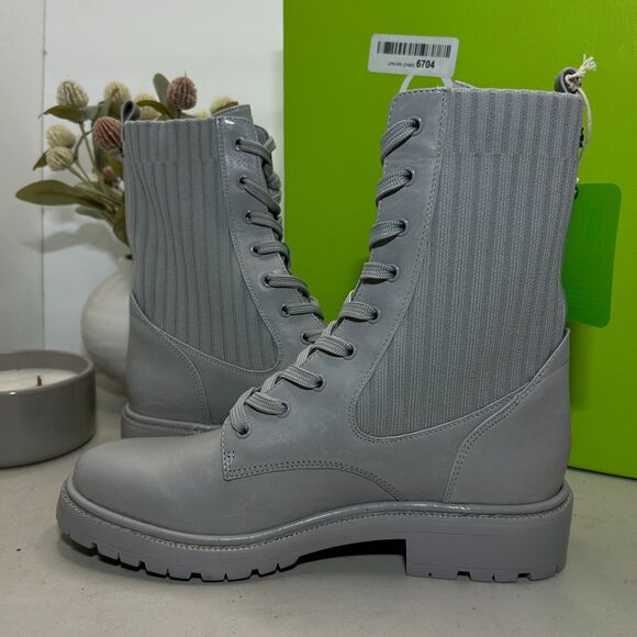 Sam Edelman Lydell Lace Up Combat Boot Pebble Grey Block Heel Women's US 8.5M - Picture 5 of 8